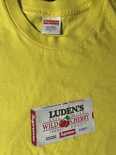Supreme Luden's Cough Drops Tee Yellow FW18 Great Size - Large RARE T-Shirt