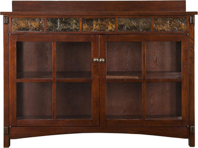 Camino Mission Faux Slate Sideboard & Curio - Brown Finish, Transitional Style