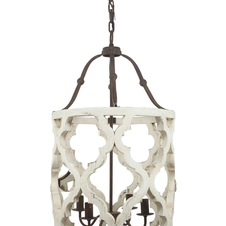 Joliette 4 Light Wood Chandelier, White White - Image 4 of 4