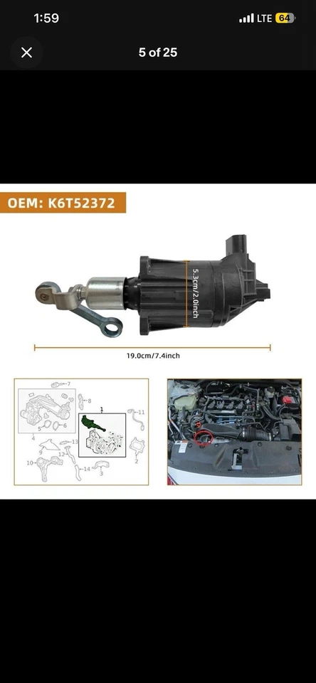 Turbocharger W/Actuator For 2018-2020 Honda Accord 1.5L 6A0-F4-T/C 181201132E - Image 4 of 4