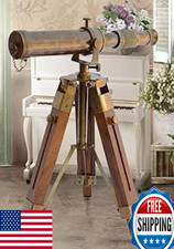 Nautical Brass Antique Telescope Spyglass with Wooden Stand Home Decor Gift