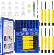 Upgrade Version All-in-One Magnetic Glasses Repair Kit with Black Screw,... 