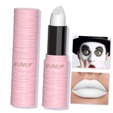 Halloween White Matte Lipstick, Clown White Lip Face Body Paint Stick, 02 White