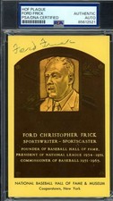 Ford Frick PSA DNA Coa Signed Gold Hall of Fame Plaque Postcard Autograph