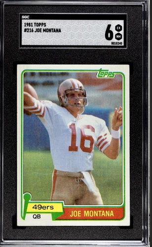 1981 Topps Football #216 Joe Montana San Francisco 49ers RC Rookie HOF SGC 6