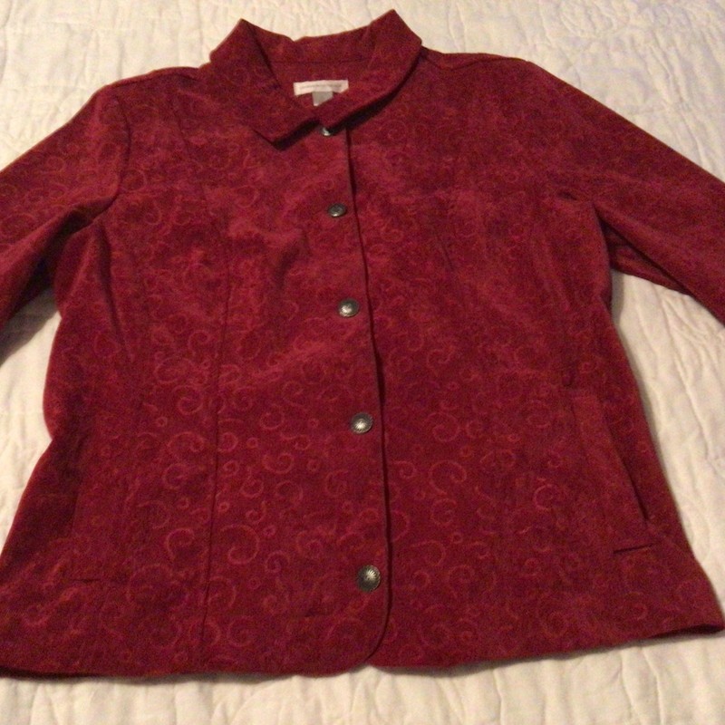 Christopher & Banks Womens  Corduroy Jacket Size Large Button Up Stretchy Red