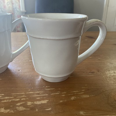 POTTERY BARN CAMBRIA MUGS pair  of 2 Stone Coffee Cups, made in  Portugal