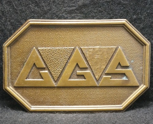 XF15116 VINTAGE 1980 ***C.G. SCHMIDT*** COMPANY ADVERTISEMENT BRASS BELT BUCKLE
