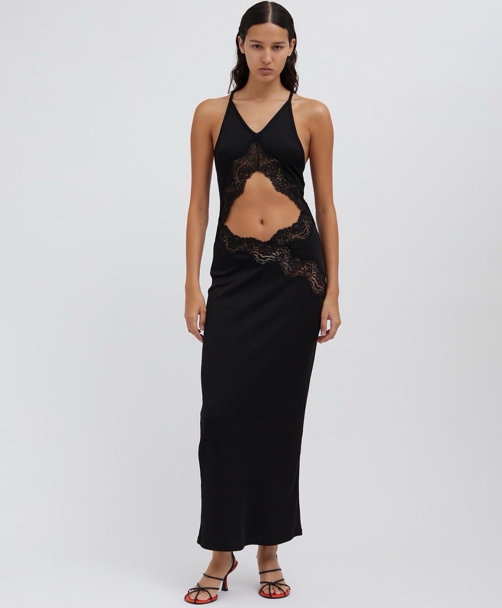Christopher Esber Lace Insert Halter Dress Size AU 10 / US 6 NWT Black |  eBay