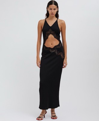 Christopher Esber Lace Insert Halter Dress Size AU 10 / US 6 NWT Black |  eBay