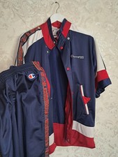 Vintage Champion USA Tracksuit Short Sleeve Track Jacket  Button Pants Sz S