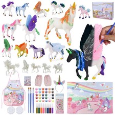 Unicorn Painting Kit for Girls 18 Figurines Glow in Dark Kids Craft Toy Gift