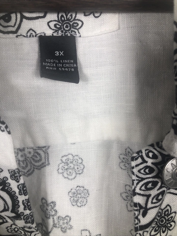 CAROLE LITTLE Women's Sz 3XL Paisley Floral Jacket 100% Linen Fairy Retro BOHO - Image 2 of 4