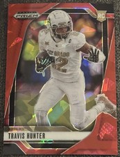 Travis Hunter 2025 Panini Prizm Draft Picks Red Cracked Ice RC Jaguars Colorado
