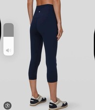Lululemon Wunder Under High Rise Crop Pants Womens Size 4 Blue Athletic Leggings