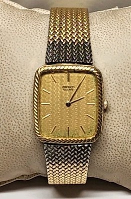 Seiko Tank Watch Champagne Dial Gold Tone 8620-5099 Working