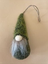 GNOME Bearded Christmas Ornament Decor - Green, Soft - About 6  