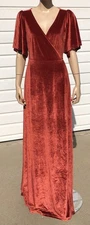 NWT Baltic Born Velvet Rust Short Flutter Sleeve Wrap Maxi Dress Size Large