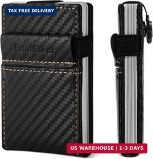 Slim Men's Wallet AirTag Holder RFID Blocking Pop-Up Card Case Metal Money Clip