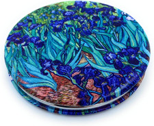 Pocket Mirror For Women Small Travel Mirror Magnifying Van Gogh Irises Flower Pu Pocket Mirror For Women Small Travel Mirror Magnifying Van Gogh Irises Flower Pu