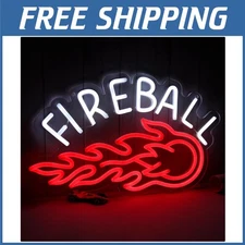 "Fireball Whiskey Neon Sign 17x10 USB - Man Cave Decor"