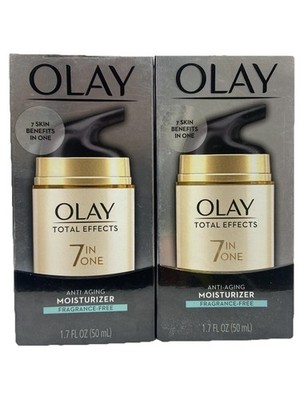 2 olay total effects 7 in one fragrance free moisturizer 1.7oz ea scuffed box