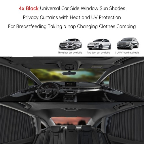 4 PCS Universal Car Side Window Sun Shades Black Fit Breast feeding Taking a nap - Picture 5 of 14