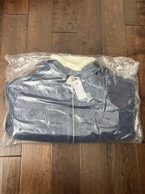 Supreme FW25 Faux Shearling Lined Zip Bomber Jacket Navy Blue Size Small IN HAND