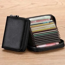 Vintage Multi Card Holder Leather Zipper Wallet Coin Pouch Men Women 1Pc