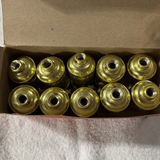 Lot of Ten (10) CIRCLE F PULL CHAIN BRITE GILT LAMP SOCKETS MADE IN USA - NOS