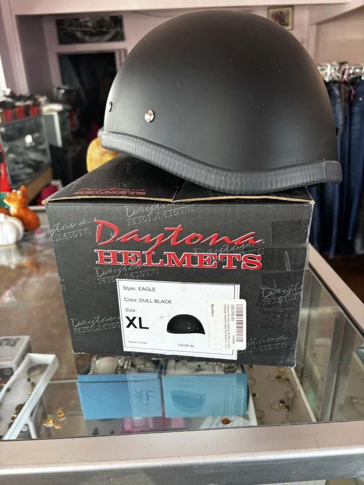 Casco Daytona Eagle XL negro opaco mate aprobado por el DOT bajo perfil crucero motociclista Foto 2 de 3
