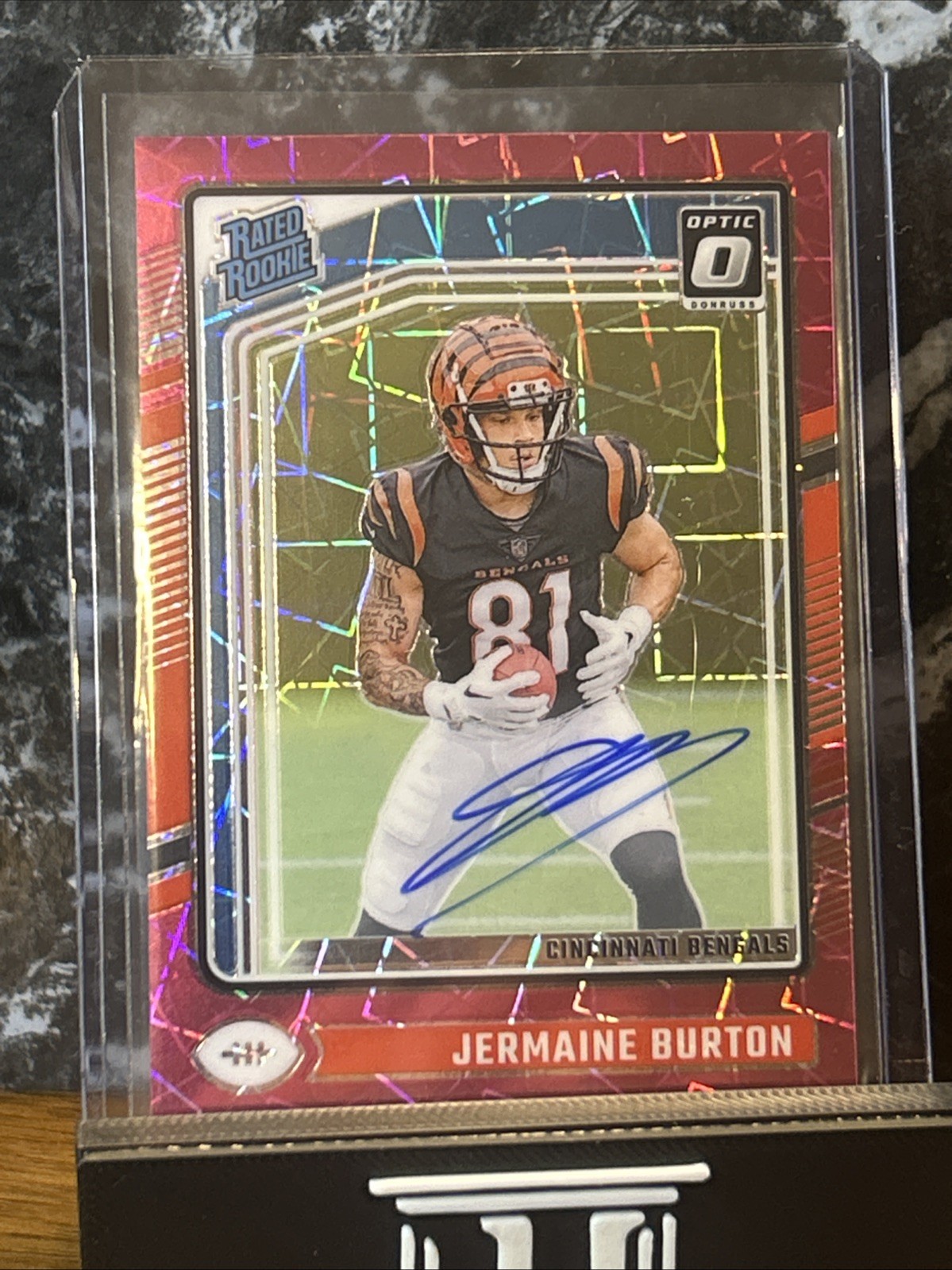 🔥Jermaine Burton 2024 Donruss Optic Rated Rookie Pink Velocity Prizm Auto /50🔥