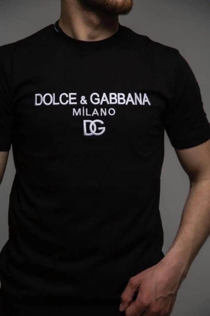 Dolce Gabbana Embroidered Logo Cotton Black T-Shirt Sz 52. | eBay