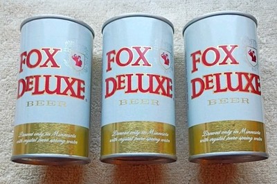 3 FOX DELUXE EMPTY BEER CANS STRAIGHT STEEL - COLD SPRING BREWING CO.  MINNESOTA
