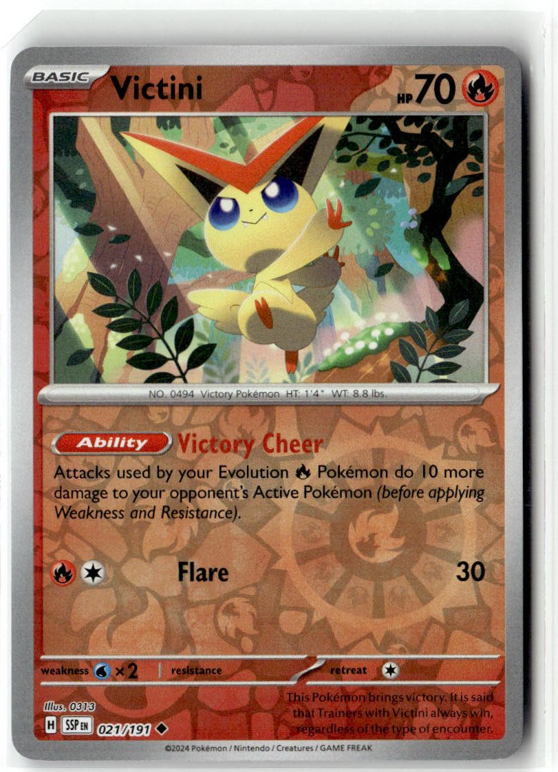Victini 021/191 Uncommon Surging Sparks Pokemon Reverse Holo NM/M