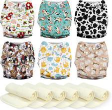 3.0 Cloth Diapers for Babies, 6 Pack One Size Washable and Reusable Pocket Diape