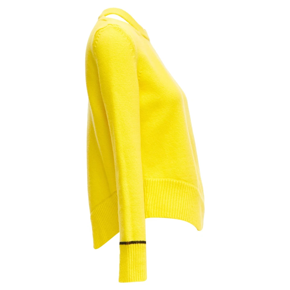 Alexander Mcqueen Wool Blend Asymmetric Cold Shoulder Sweater Women Yell Size 34 - Image 4 of 4