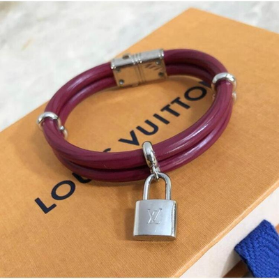 LOUIS VUITTON Keep It Twice LV Cadena Bracelet Wine Red Silver W