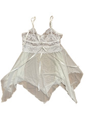 Fredericks Of Hollywood White Lace Sheer Babydoll Lingerie Rhinestones M A003124
