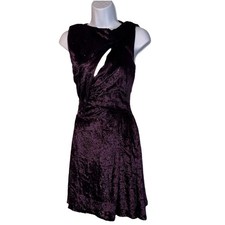 Halston Purple Velvet Shimmery Dress Made In Italy Size 38 Peek Open Front