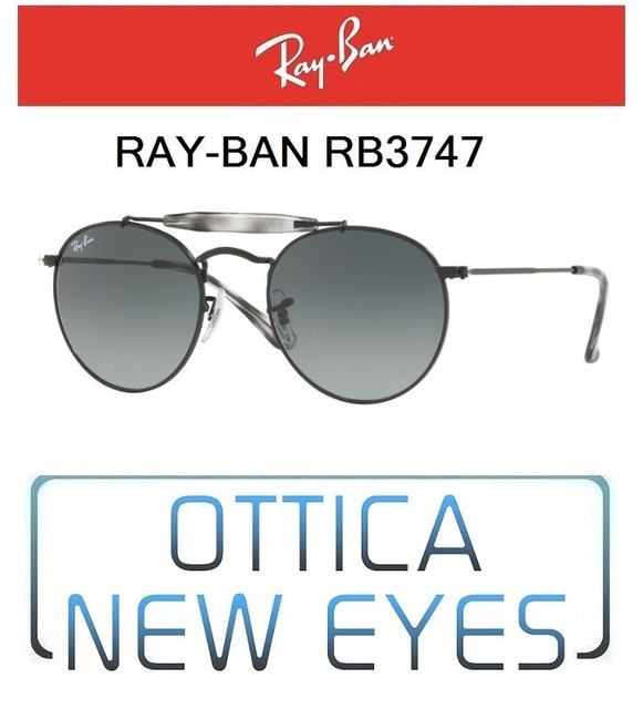 Ray-ban RB 3747 153/71 Nera Metal Occhiali da sole rotondi Grigio Fumè  Lenti | Acquisti Online su eBay