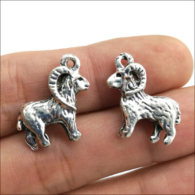 40pcs 3D Ram Sheep Antique Silver Charms Pendants For Earrings Necklace Bracelet