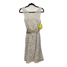 Dessy Collection NWT Vivian Diamond Lace Dress with Beige Underlay Size 14