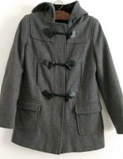 Merona Dress Pea Coat Large Gray Hood Toggle Buttons Wool Blend Winter Jacket
