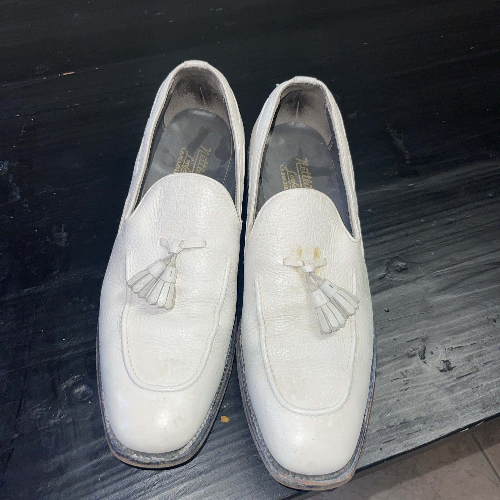 Nettleton White Crocodile Leather Loafers Dress Shoes Size 10-image