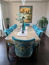 9 piece dining room set with upholstery chairs