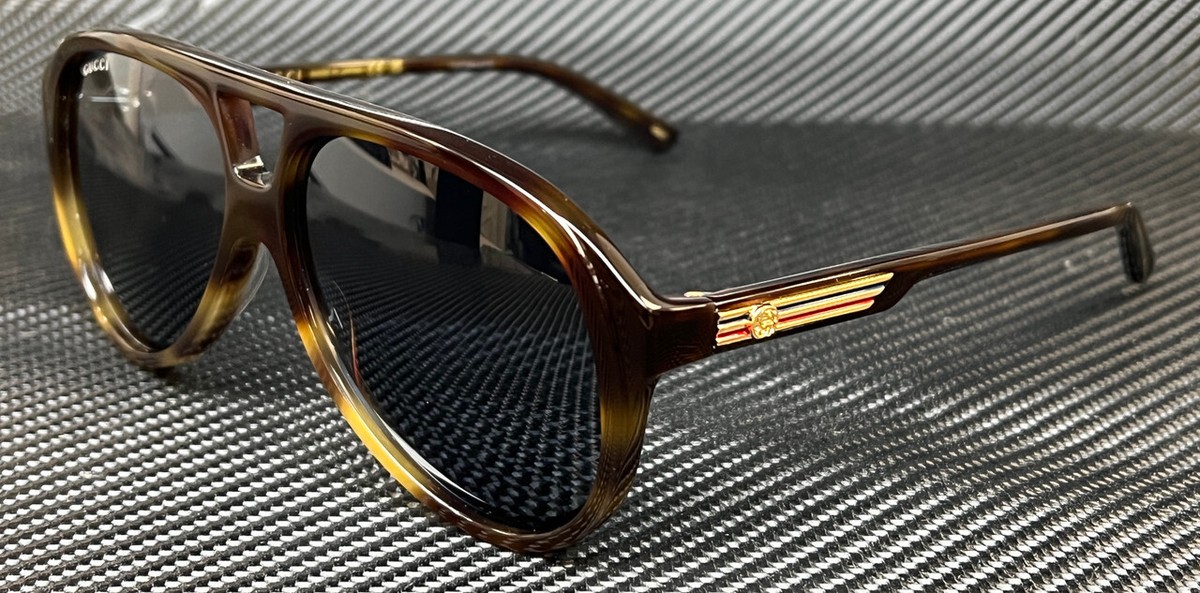 GUCCI GG1286S 004 Havana Blue Men's 59 mm Medium Sunglasses | eBay