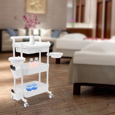 3-Tier Medical Trolley, Rolling Utility Cart Salon Rolling Trolley W| Wheels