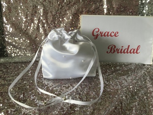 BOLSO DOLLY DUQUESA SATINADO BLANCO BODA NOVIA. FLOWER GIRL *HECHO/VENDEDOR EN REINO UNIDO - Imagen 9 de 27