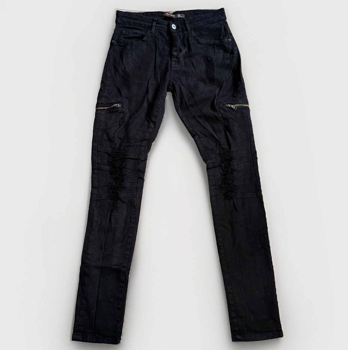 パンツ 12 Zara SIDE RIPPED EFFECT JEANS ZARA NEW WOMAN WIDE-LEG FULL-LENGTH RIPPED JEANS LIGHT BLUE